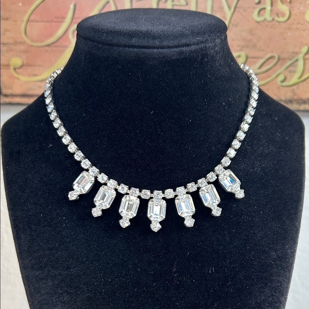 Elegant Vintage Silver Crystal Necklace